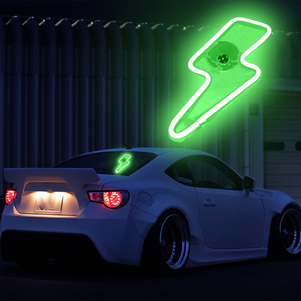 BRAND NEW UNIVERSAL LIGHTING SHAPED GREEN LED Neon Flash Light Car Window Glow Electric Remote Control Lamp