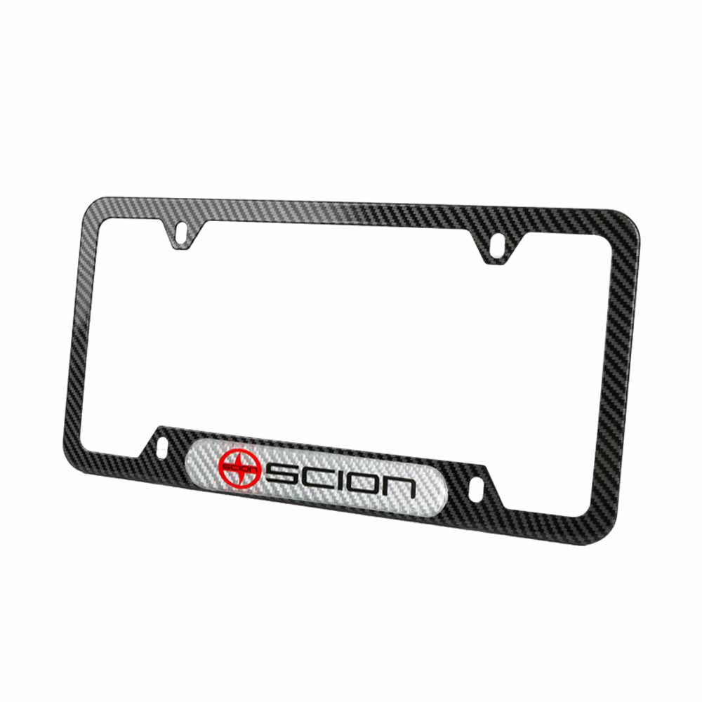 Brand New Universal 1PCS Scion Carbon Fiber Look Metal License Plate Frame