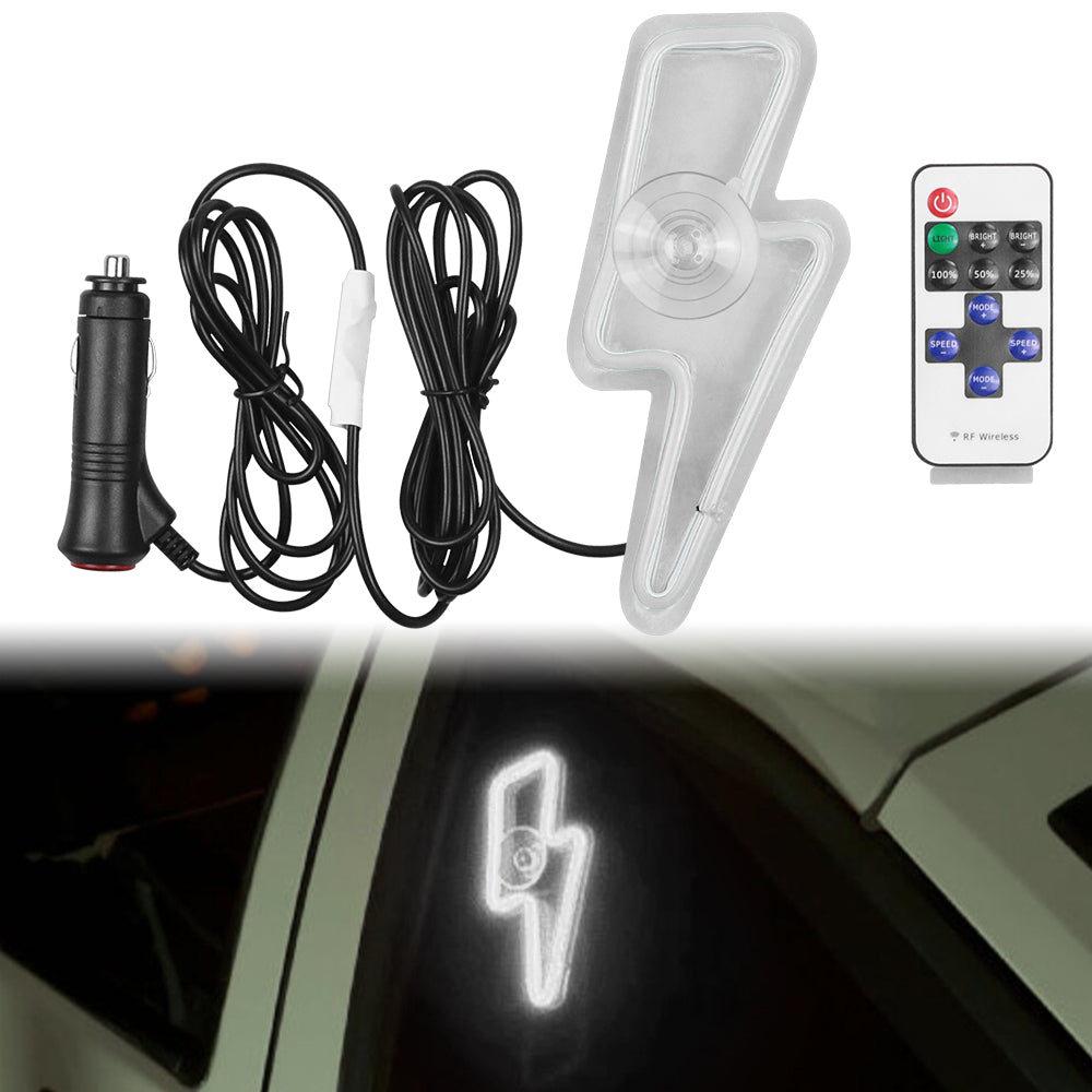 BRAND NEW UNIVERSAL LIGHTING SHAPED WHITE LED Neon Flash Light Car Window Glow Electric Remote Control Lamp