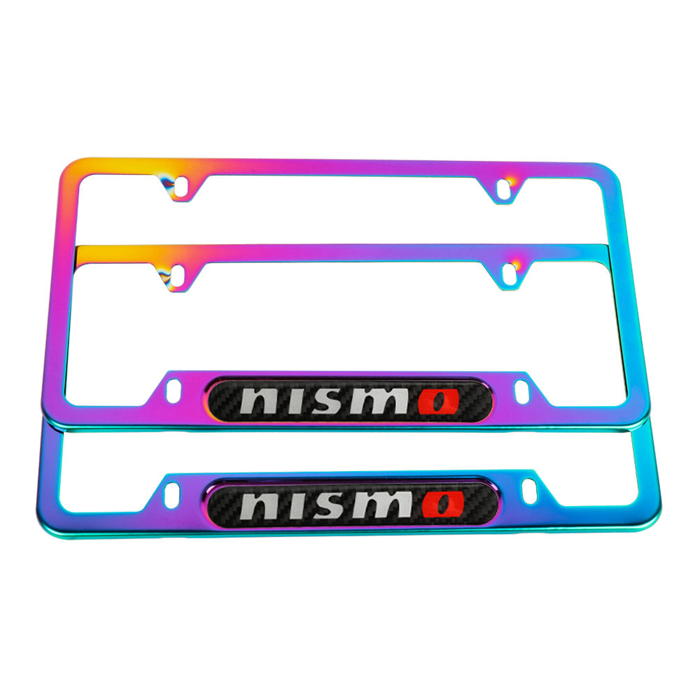 Brand New Universal 2PCS Nismo Neo Chrome Metal License Plate Frame