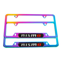 Load image into Gallery viewer, Brand New Universal 2PCS Nismo Neo Chrome Metal License Plate Frame