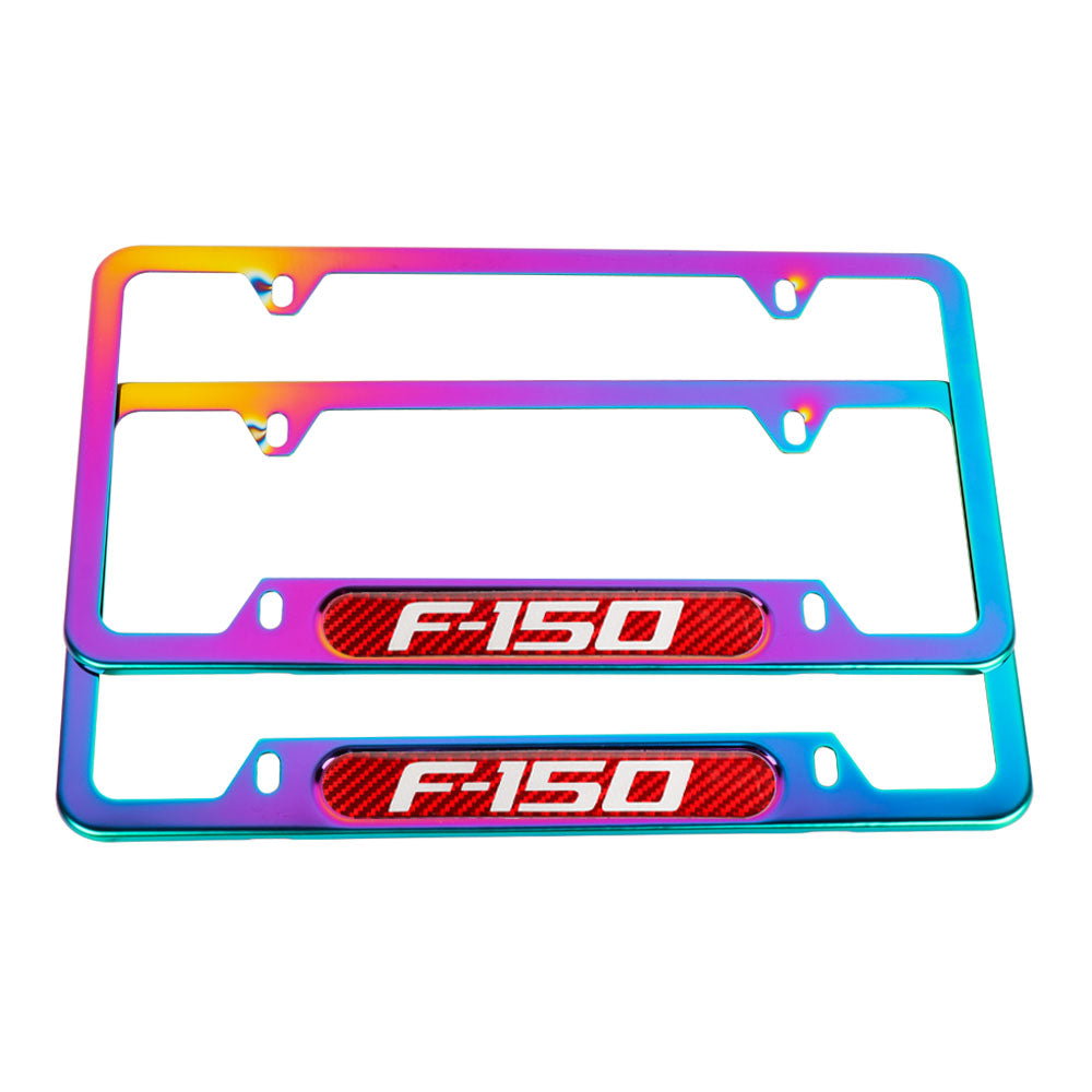 Brand New Universal 2PCS F-150 Neo Chrome Metal License Plate Frame