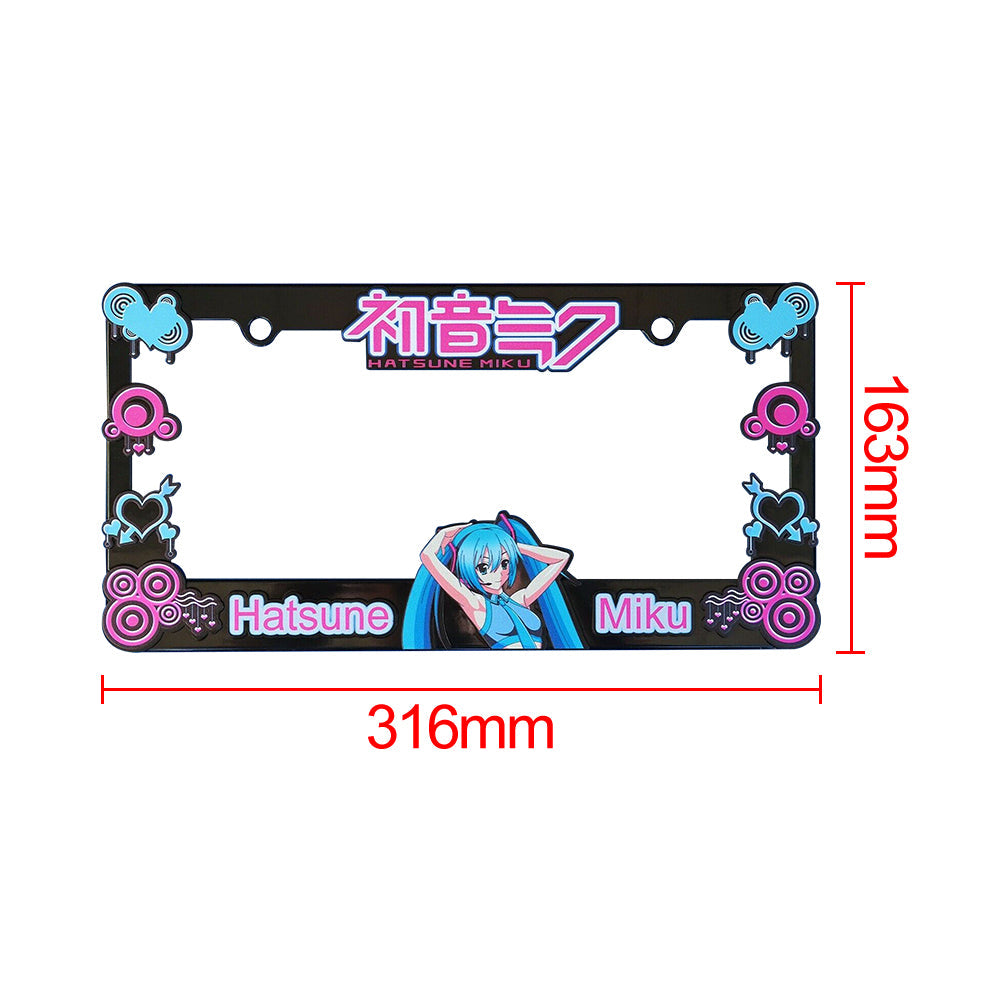 Brand New Universal 1PCS Anime Hatsune Miku ABS Plastic Black License Plate Frame