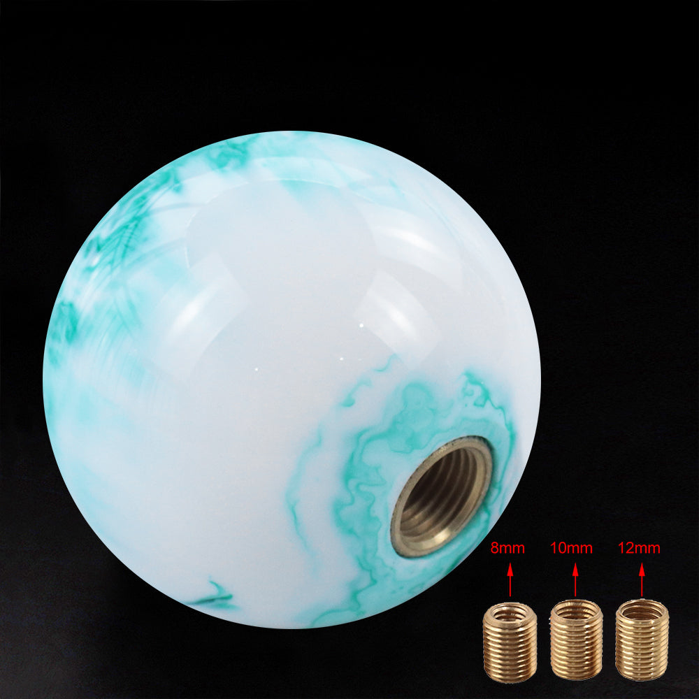 Brand New Universal Mix Pearl White/Teal Round Ball Shift Knob Car Gear MT Manual Shifter M8 M10 M12