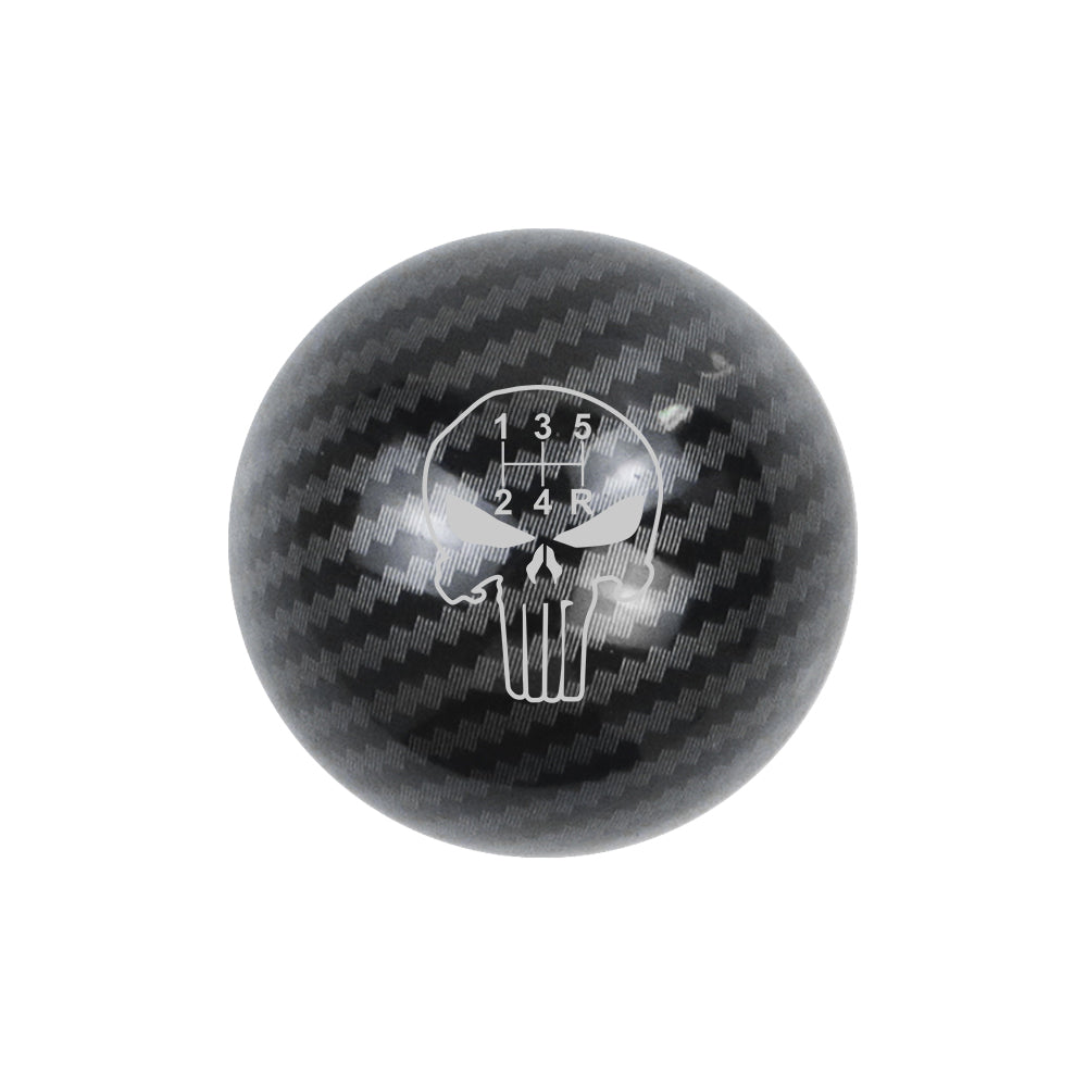 BRAND NEW UNIVERSAL JDM THE PUNISHER 5 SPEED Aluminum Carbon Fiber Style Round Ball Manual Gear Stick Shift Knob M8 M10 M12