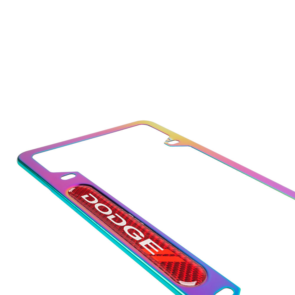 Brand New Universal 1PCS Dodge Neo Chrome Metal License Plate Frame