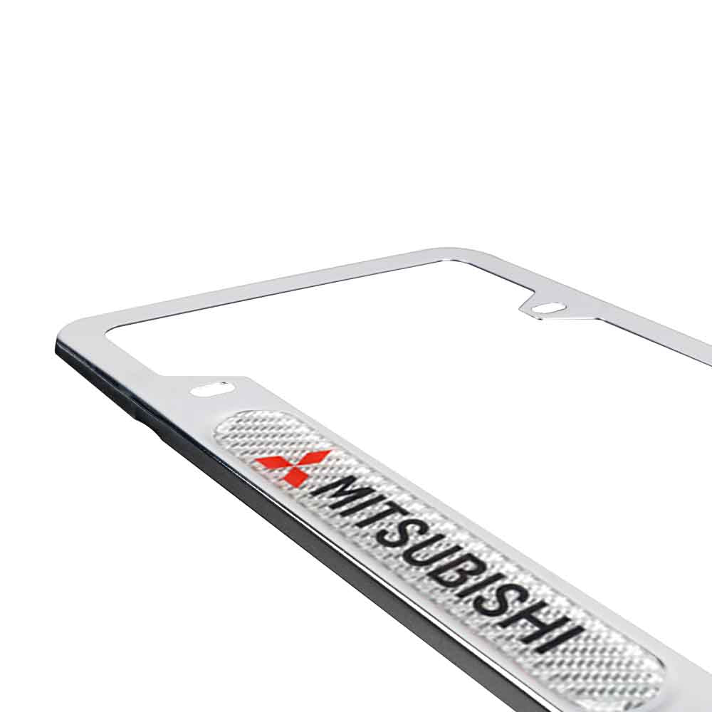 Brand New Universal 2PCS MITSUBISHI Chrome Metal License Plate Frame