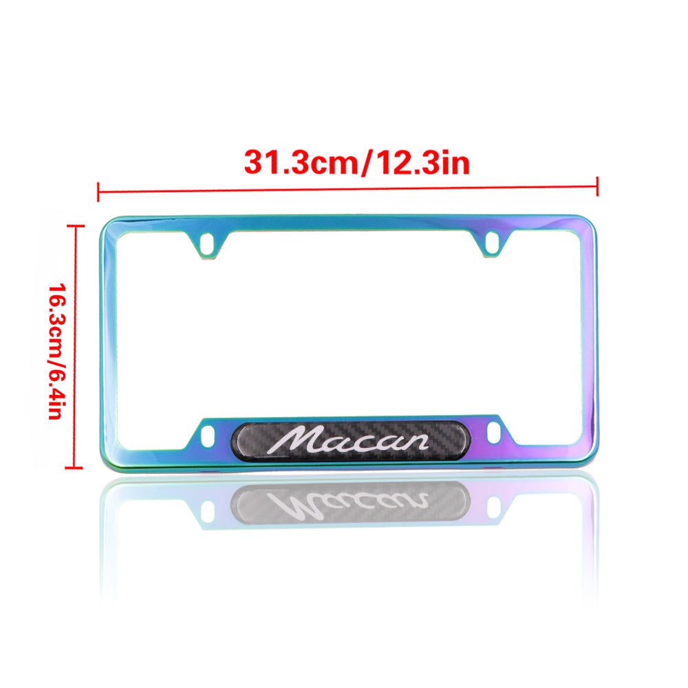 Brand New Universal 2PCS Porsche Macan Neo Chrome Metal License Plate Frame