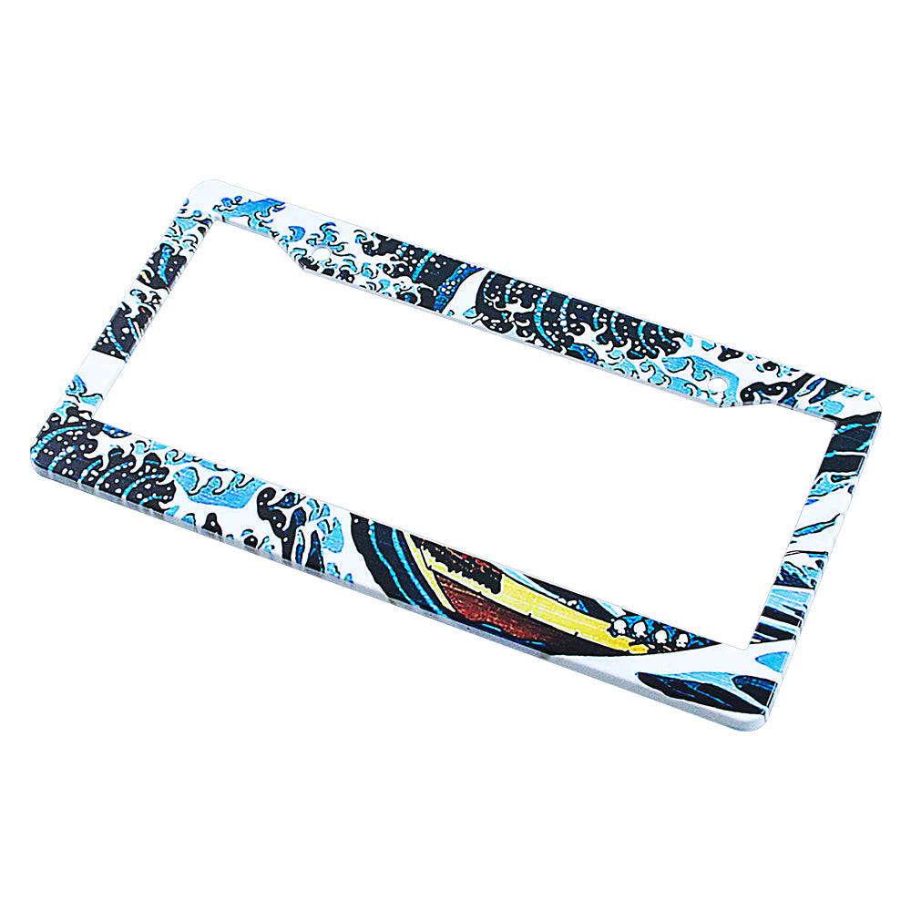 Brand New Universal 1PCS JDM V2 SAKURA WAVE ABS Plastic Blue License Plate Frame