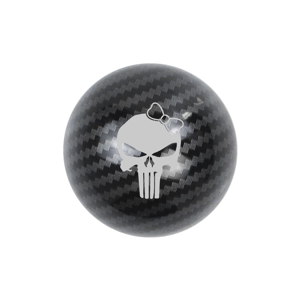 BRAND NEW UNIVERSAL JDM THE PUNISHER CHIC GIRL Aluminum Carbon Fiber Style Round Ball Manual Gear Stick Shift Knob M8 M10 M12