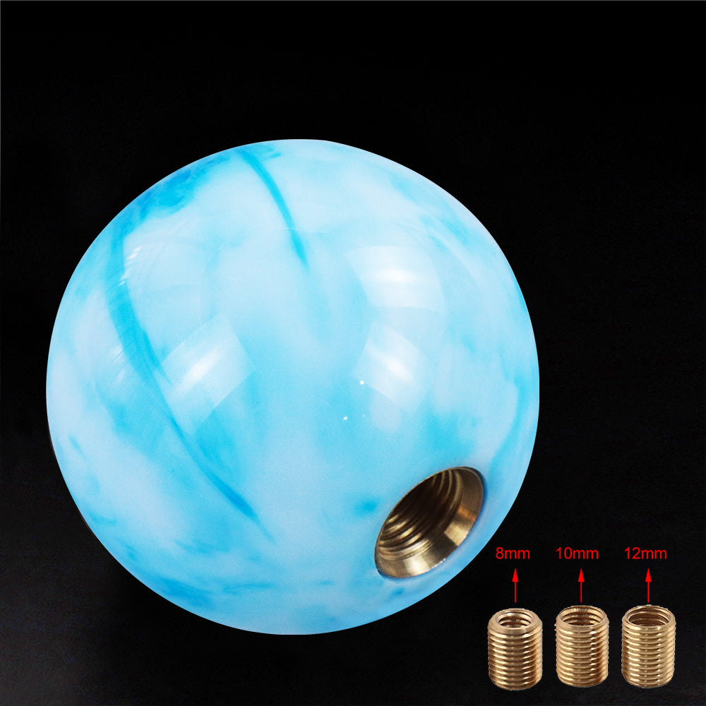 Brand New Universal Mix Pearl White/Blue Round Ball Shift Knob Car Gear MT Manual Shifter M8 M10 M12