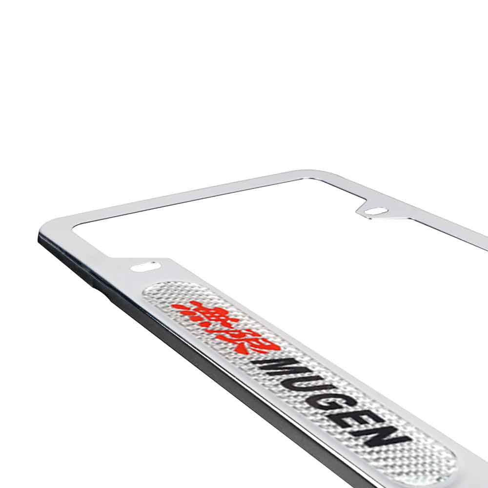 Brand New Universal 2PCS Mugen Chrome Metal License Plate Frame