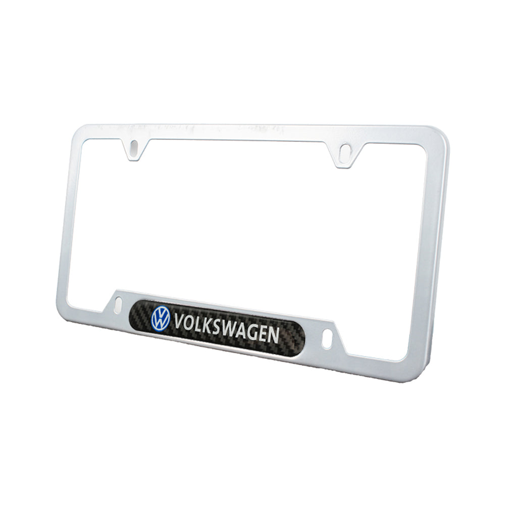 Brand New Universal 2PCS VOLKSWAGEN Silver Metal License Plate Frame