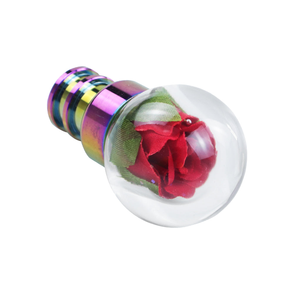 Brand New Universal Acrylic Clear Crystal Red Rose Flower Ball Gear Shift Knob Manual M8 M10 M12