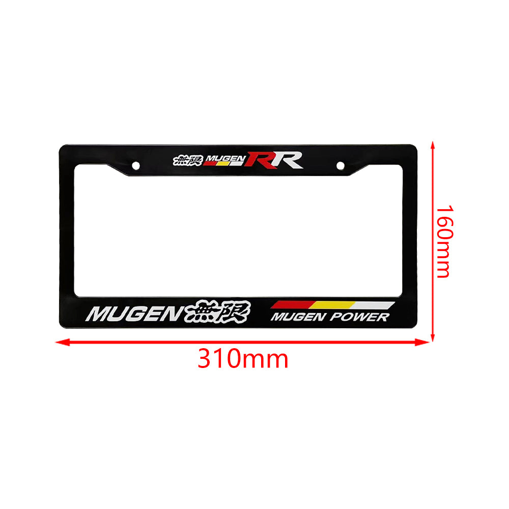 Brand New Universal 2PCS MUGEN RR ABS Plastic Black License Plate Frame Cover