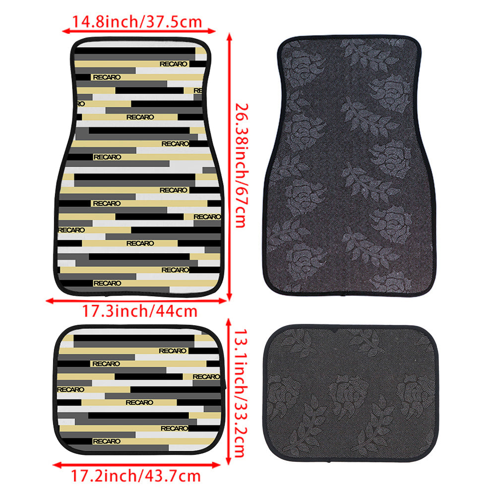 Brand New Universal 4PCS RECARO STYLE Racing Fabric Car Floor Mats Interior Carpets