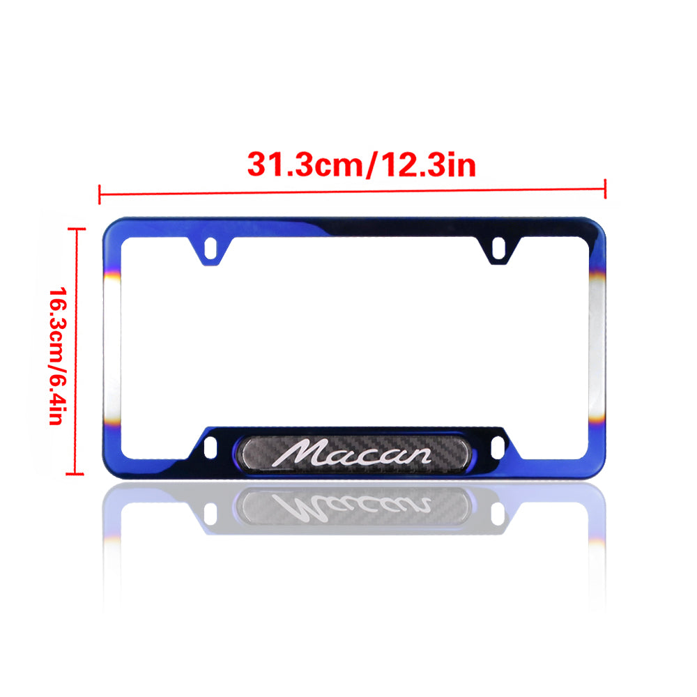 Brand New Universal 1PCS Porsche Macan Burnt Blue Metal License Plate Frame