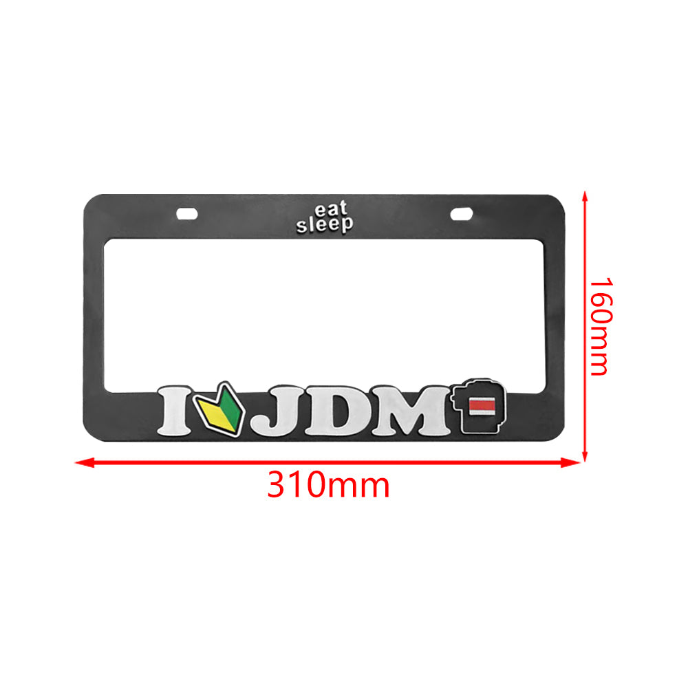 Brand New Universal 1PCS I LOVE JDM DOMO ABS Plastic Black License Plate Frame