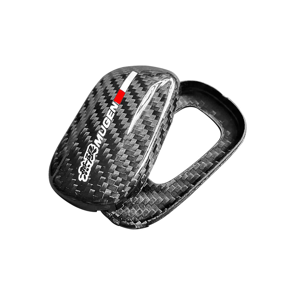 Brand New Mugen Black Real Carbon Fiber Key Fob Case Cover Shell Smart Keychain For 2022+ Honda Civic / Accord