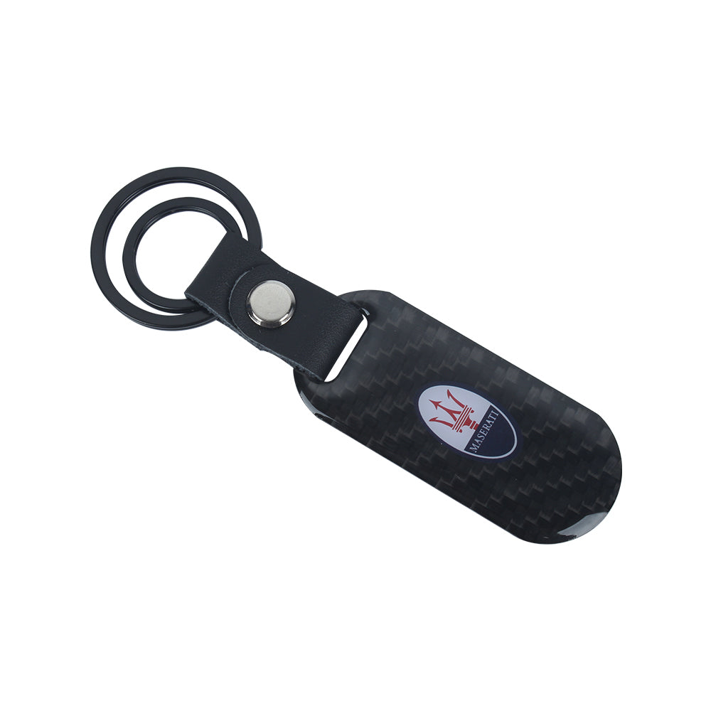 Brand New Universal 100% Real Carbon Fiber Keychain Key Ring For Maserati