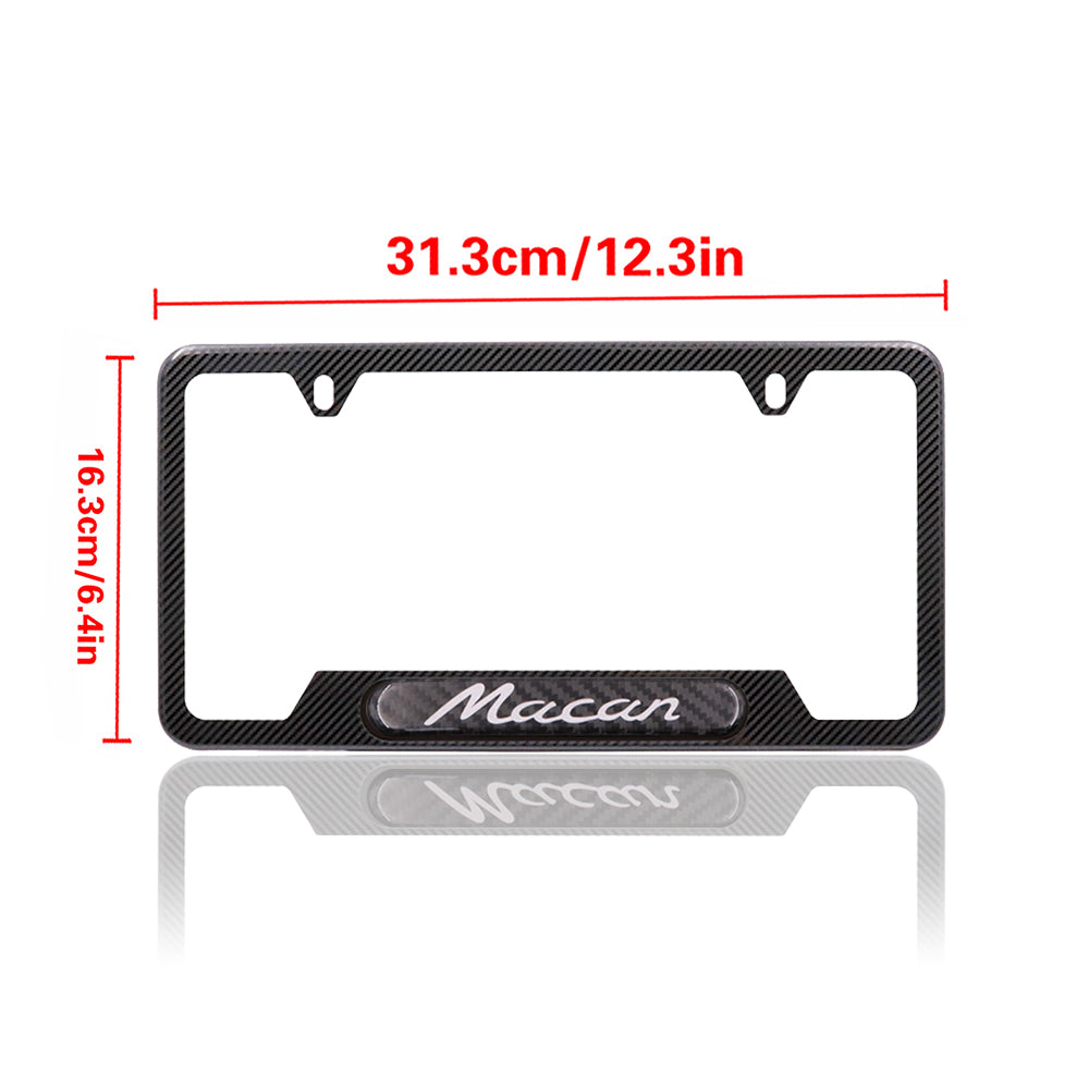 Brand New Universal 2PCS Porsche Macan Carbon Fiber Metal License Plate Frame