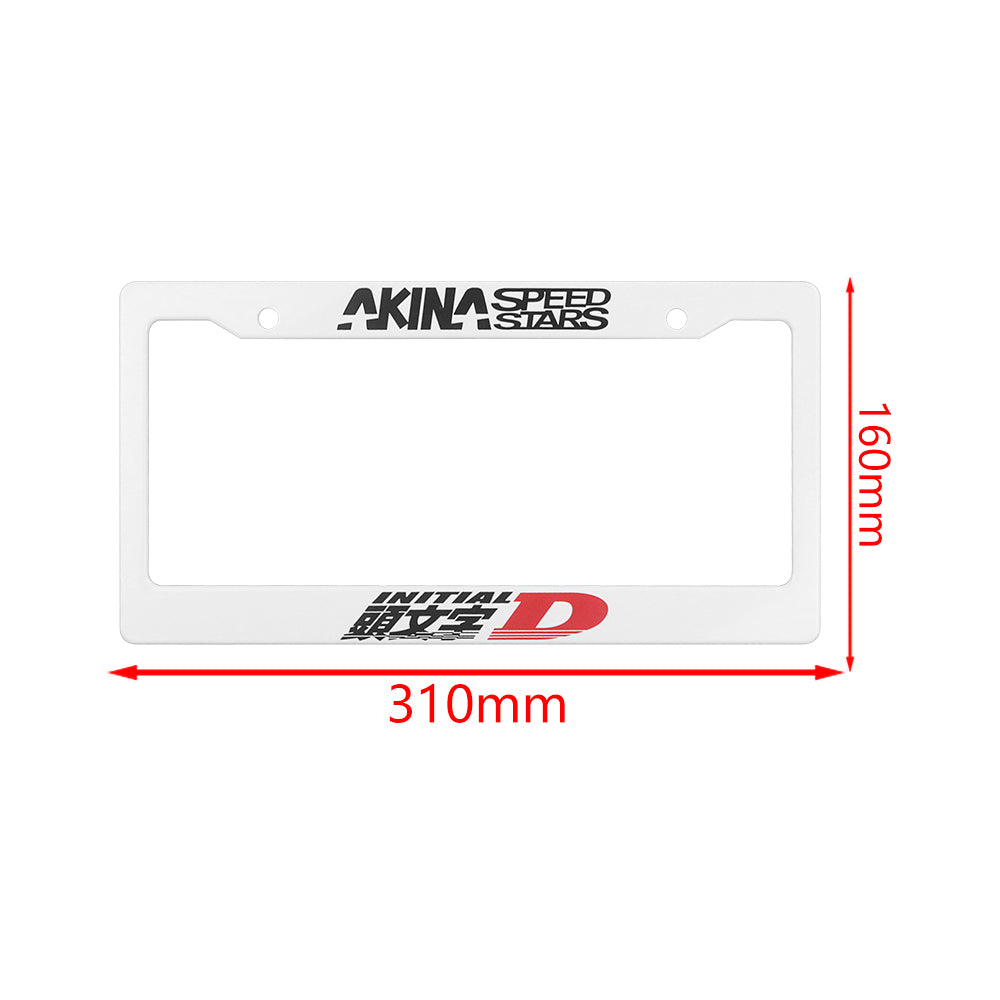 Brand New Universal 1PCS JDM INITIAL D AKINA SPEEDSTAR ABS Plastic White License Plate Frame