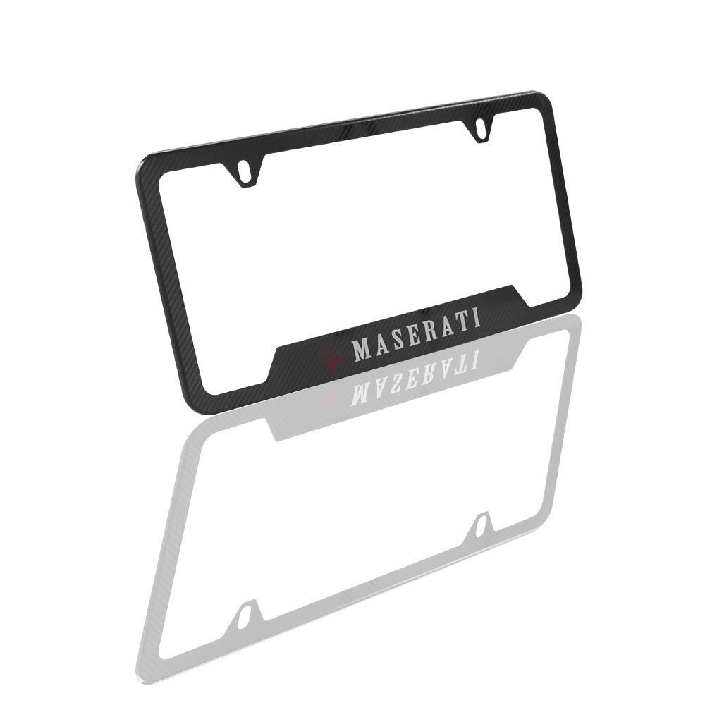 Brand New Universal 1PCS MASERATI Metal Carbon Fiber Style License Plate Frame