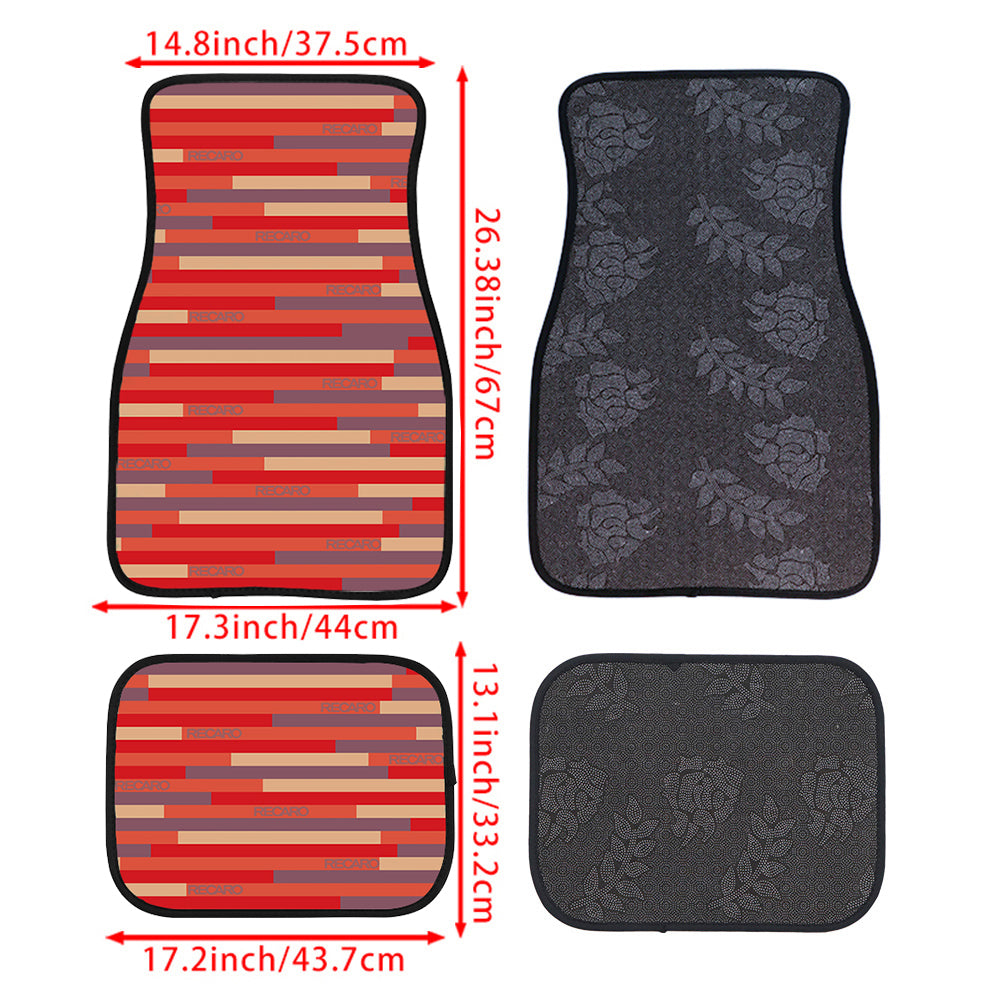 Brand New Universal 4PCS RECARO STYLE Racing Fabric Car Floor Mats Interior Carpets