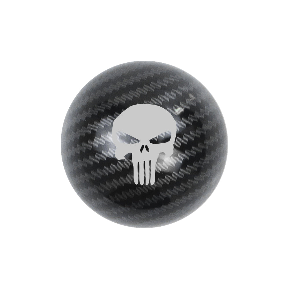 BRAND NEW UNIVERSAL JDM THE PUNISHER Aluminum Carbon Fiber Look Round Ball Manual Gear Stick Shift Knob M8 M10 M12