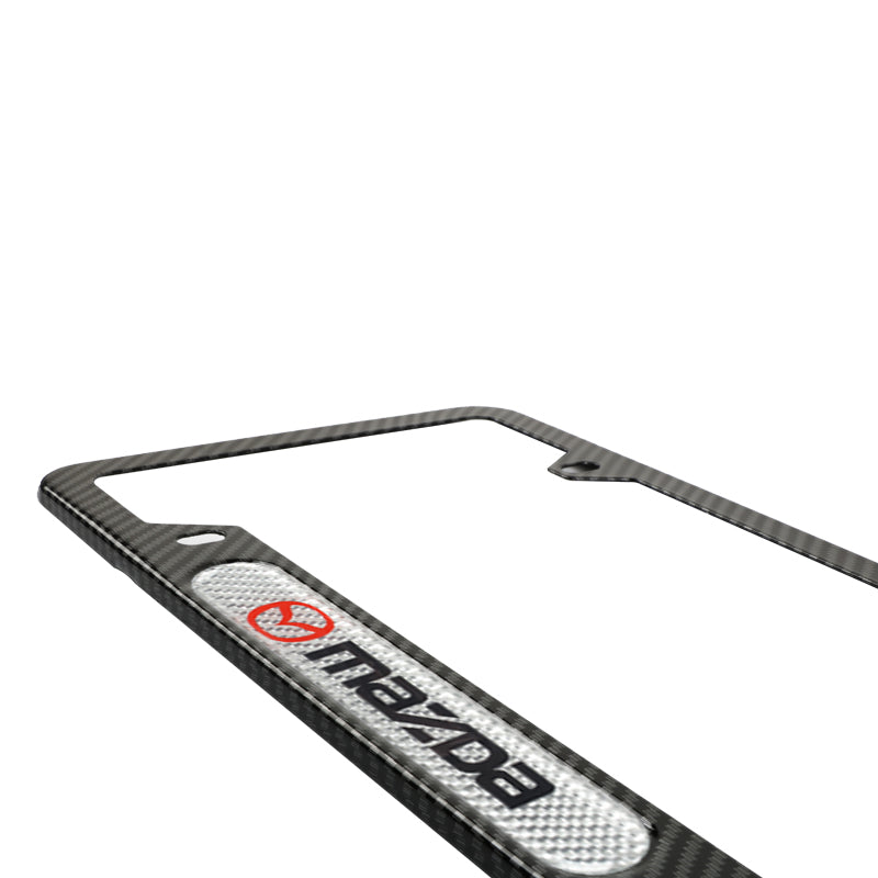 Brand New Universal 1PCS Mazda Carbon Fiber Look Metal License Plate Frame