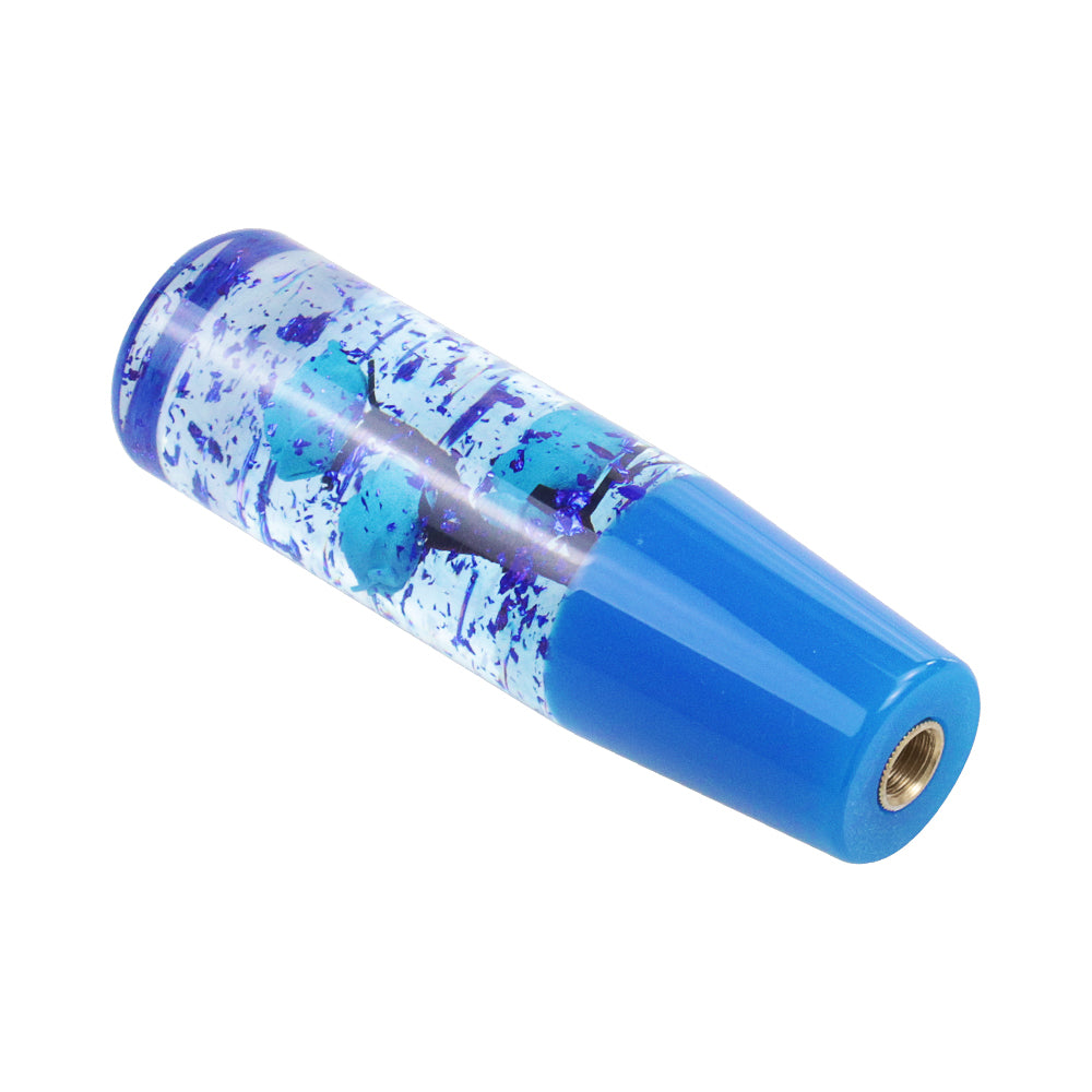 Brand New Universal 150mm Sakura Blue Glitter Rose Flowers Manual Car Gear Stick Shift Knob M8 M10 M12