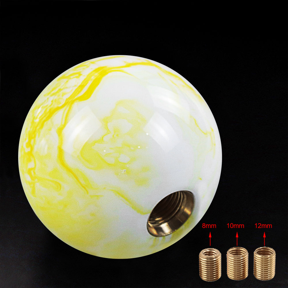 Brand New Universal Mix Pearl White/Yellow Round Ball Shift Knob Car Gear MT Manual Shifter M8 M10 M12