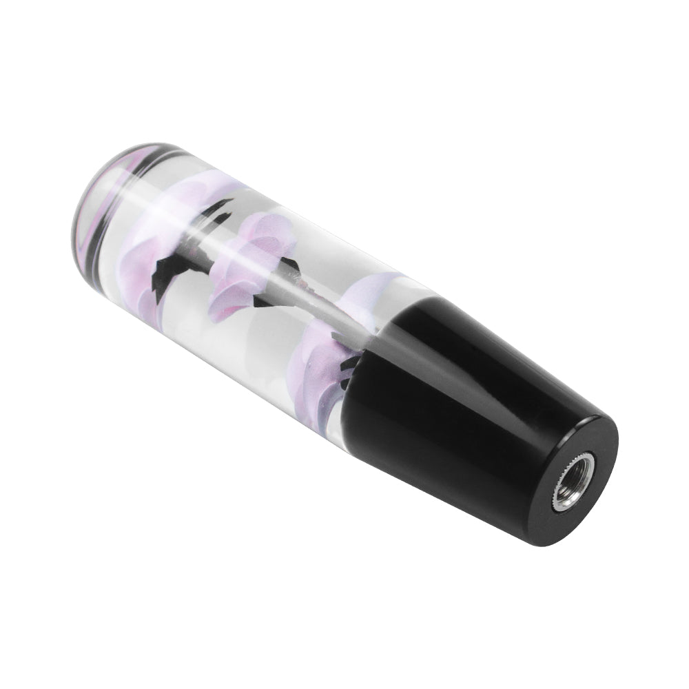 Brand New 1PCS Universal 15CM JDM Clear Pink Rose Flowers Manual Car Black Base Racing Stick Shift Knob M8 M10 M12