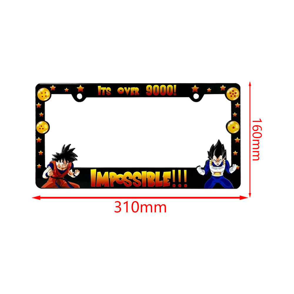 Brand New Universal 2PCS Anime Dragon Ball Z ABS Plastic Black License Plate Frame