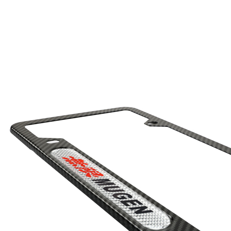 Brand New Universal 1PCS Mugen Carbon Fiber Look Metal License Plate Frame