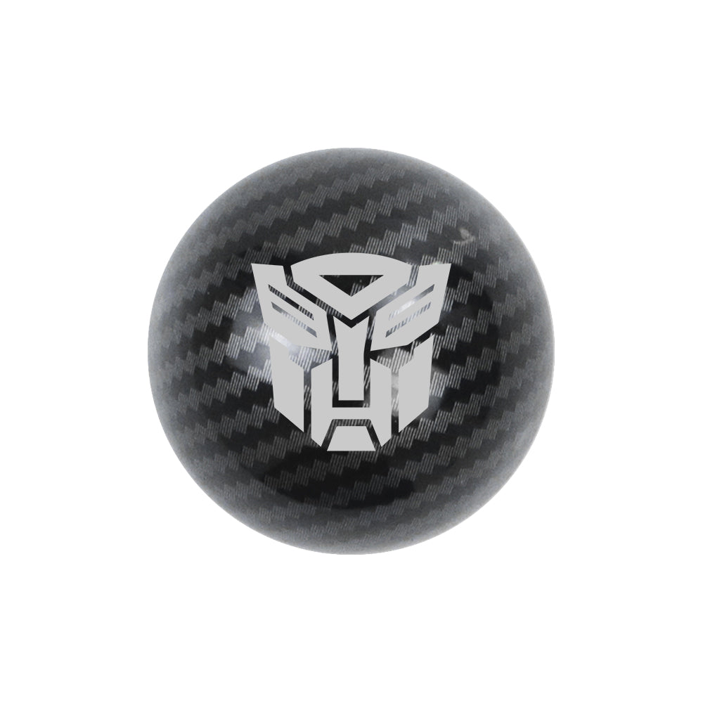 BRAND NEW UNIVERSAL JDM AUTOBOT TRANSFORMERS Aluminum Carbon Fiber Style Round Ball Manual Gear Stick Shift Knob M8 M10 M12