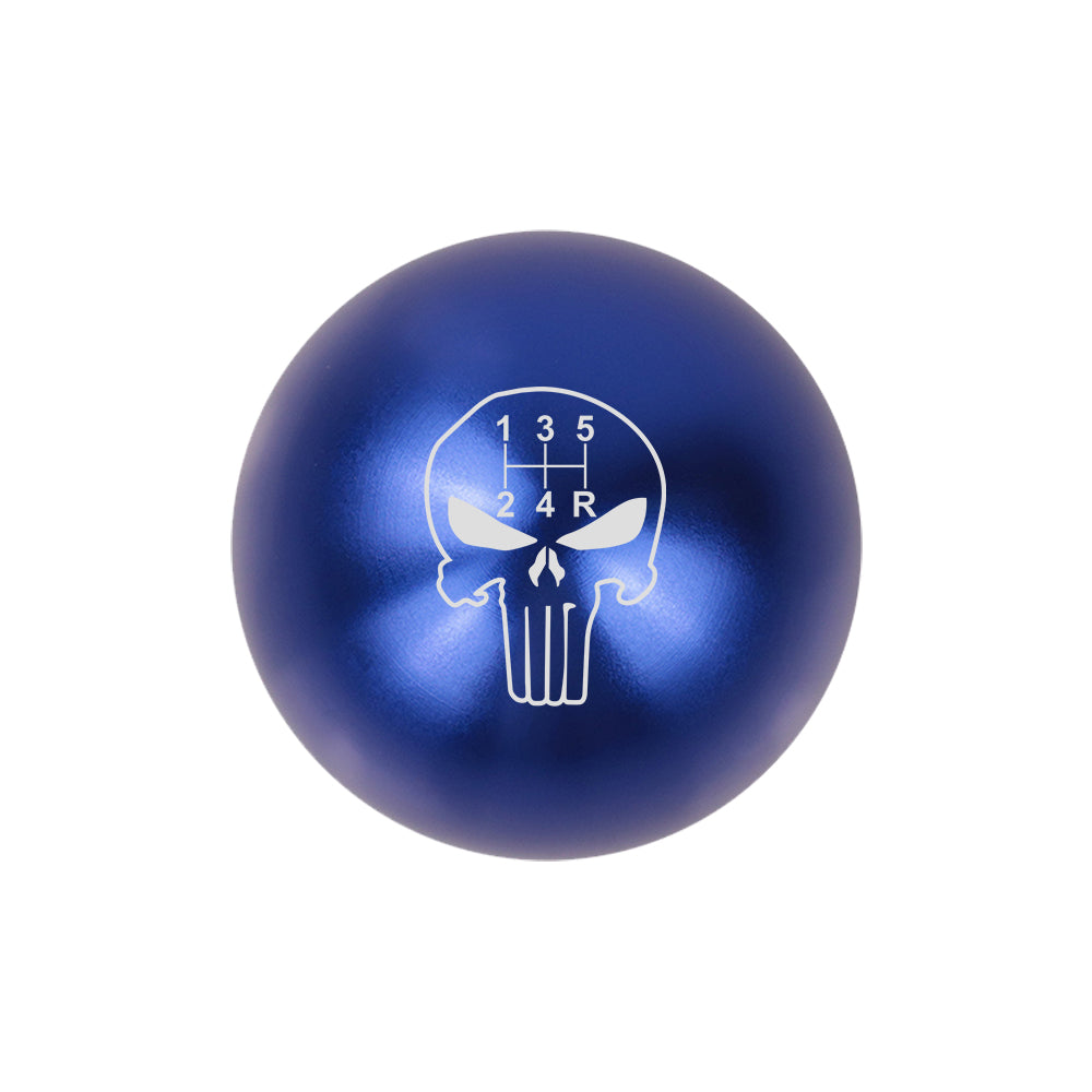 BRAND NEW UNIVERSAL JDM THE PUNISHER 5 SPEED Aluminum Blue Round Ball Manual Gear Stick Shift Knob M8 M10 M12