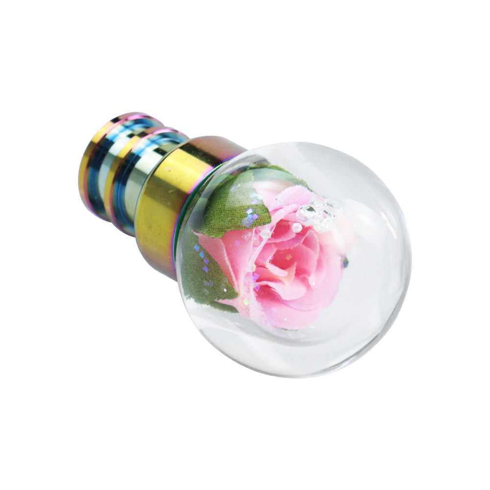 Brand New Universal Acrylic Clear Crystal Pink Rose Flower Ball Gear Shift Knob Manual M8 M10 M12