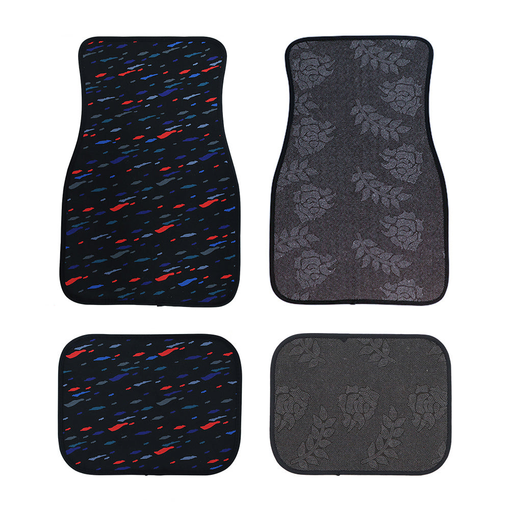 Brand New Universal 4PCS RECARO STYLE Racing Black Fabric Car Floor Mats Interior Carpets