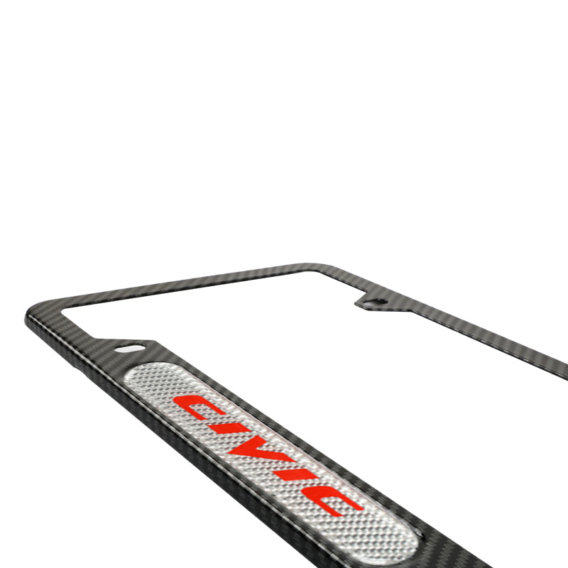 Brand New Universal 1PCS CIVIC Carbon Fiber Look Metal License Plate Frame