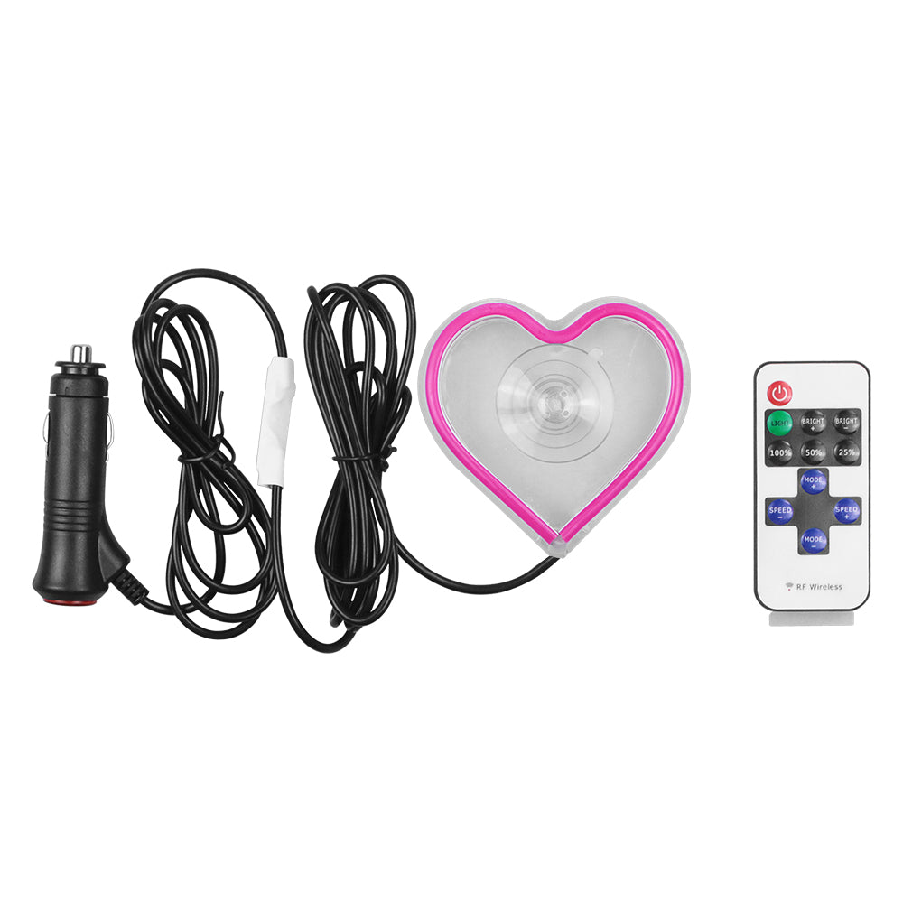 BRAND NEW UNIVERSAL LOVE HEART PURPLE LED Neon Flash Light Car Window Glow Electric Remote Control Lamp