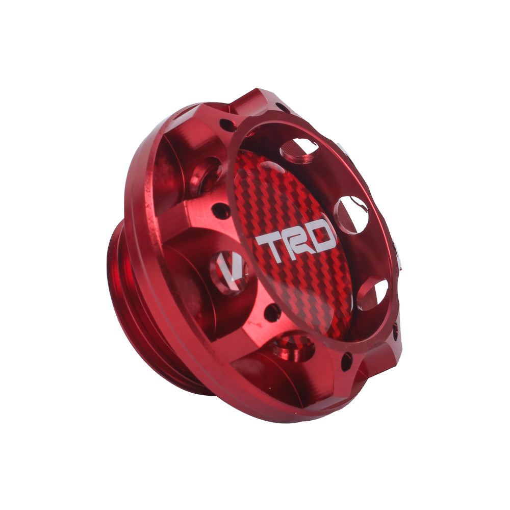 Brand New Toyota TRD Real Carbon Fiber Sticker ALUMNIUM Red Billet Engine Oil FILLER Cap