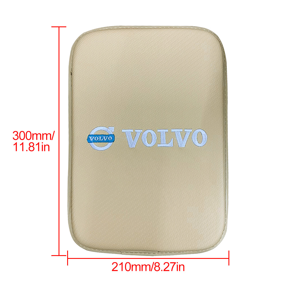 BRAND NEW UNIVERSAL VOLVO BEIGE Car Center Console Armrest Cushion Mat Pad Cover Embroidery