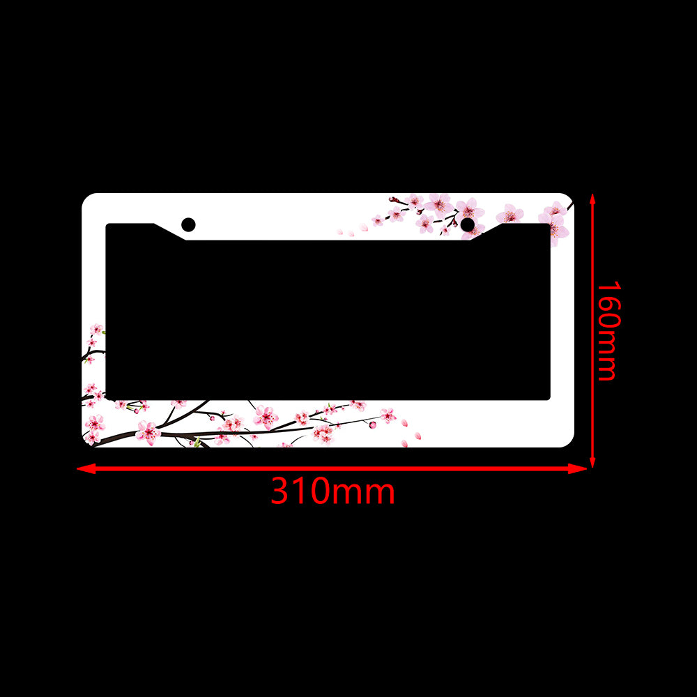 Brand New Universal 1PCS Sakura JDM Flower ABS Plastic White License Plate Frame