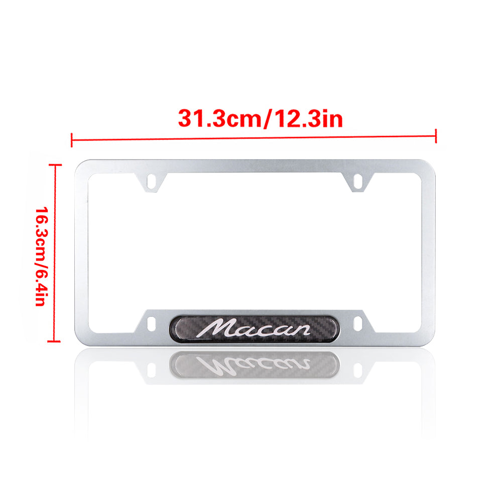 Brand New Universal 2PCS Porsche Macan Silver Metal License Plate Frame