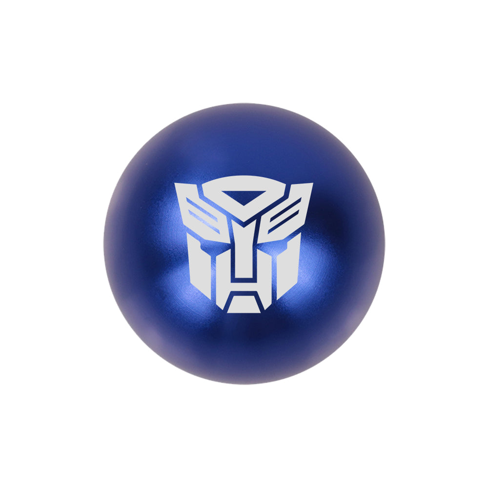 BRAND NEW UNIVERSAL JDM AUTOBOT TRANSFORMERS Aluminum Blue Round Ball Manual Gear Stick Shift Knob M8 M10 M12