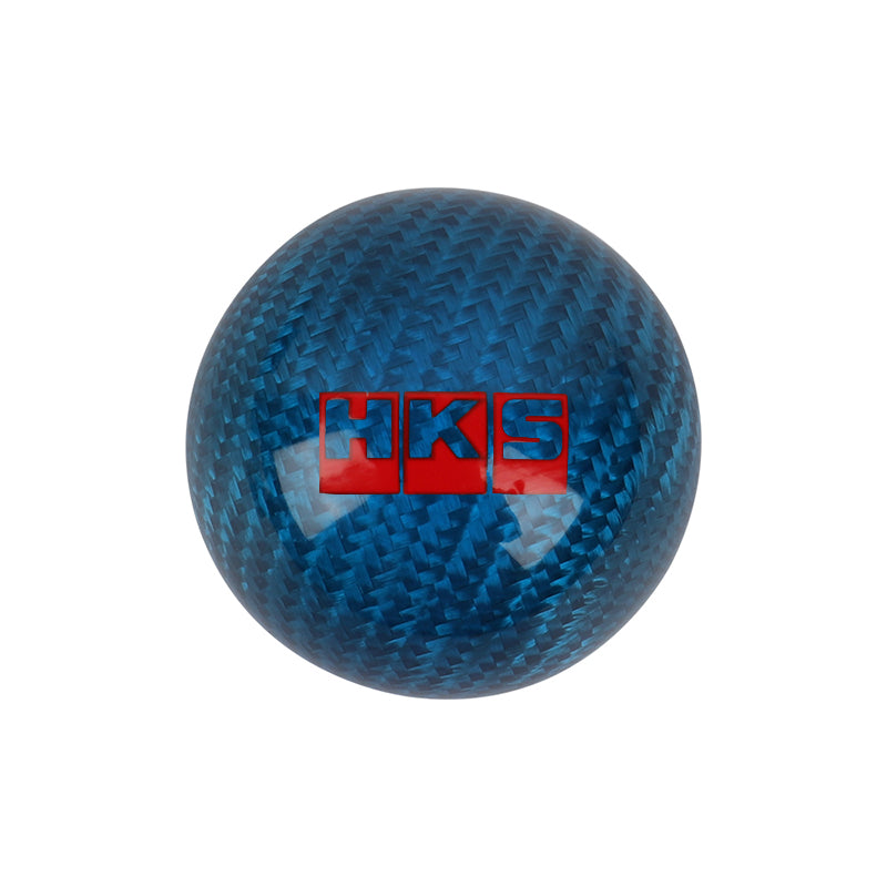 Brand New Universal HKS Car Gear Shift Knob Round Ball Shape Blue Real Carbon Fiber M8 M10 M12