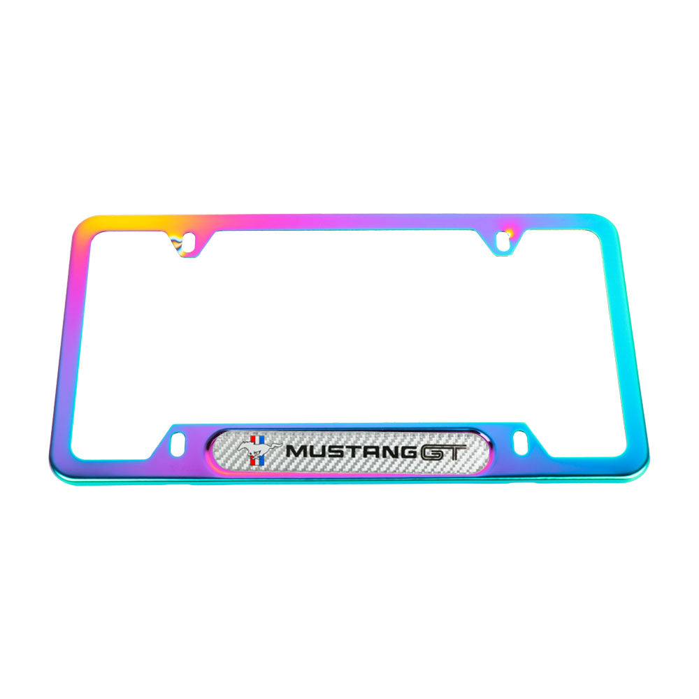 Brand New Universal 1PCS MUSTANG GT Neo Chrome Metal License Plate Frame