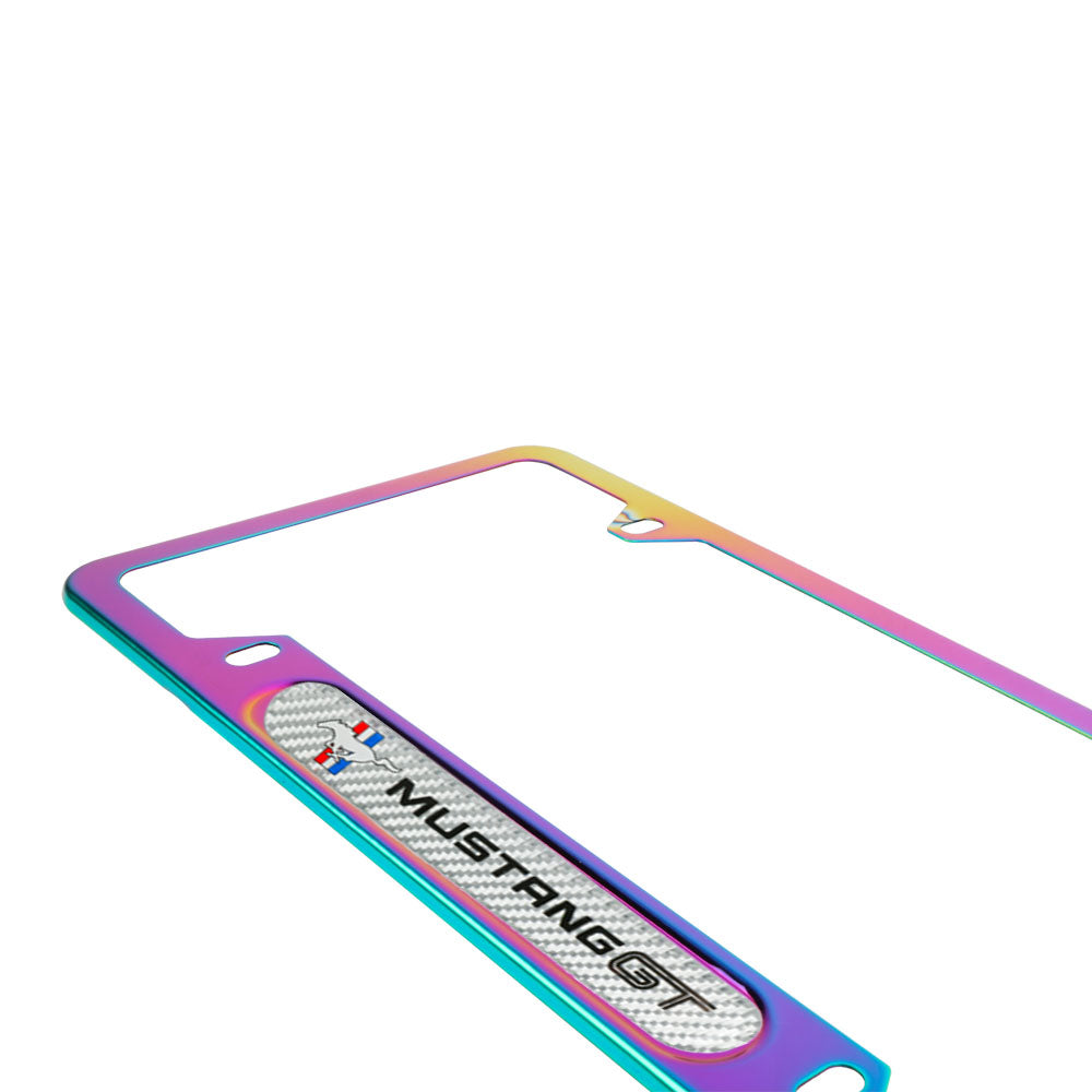 Brand New Universal 1PCS MUSTANG GT Neo Chrome Metal License Plate Frame