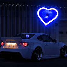 Load image into Gallery viewer, BRAND NEW UNIVERSAL LOVE HEART BLUE LED Neon Flash Light Car Window Glow Electric Remote Control Lamp